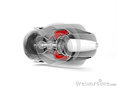 Jet airplane engine cross section Stock Photo