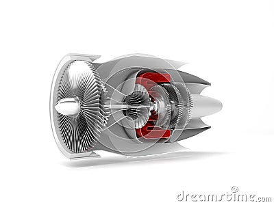 Jet airplane engine cross section Stock Photo