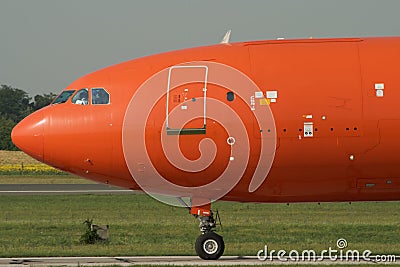 Jet airplane taxiing Stock Photo