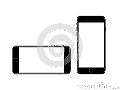 Jet black Apple iPhone Smartphone 7 Plus mockup template Stock Photo