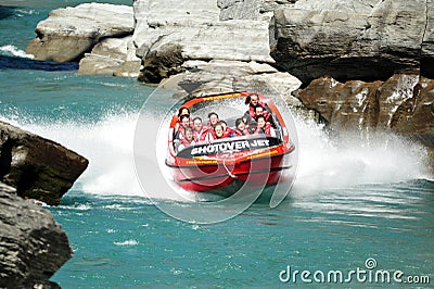 Jet Boat in Queenstown New Zealand Editorial Stock Photo