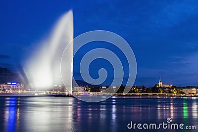 Jet d`Eau in Geneva Stock Photo