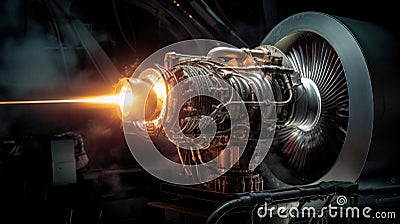 Jet Engine Test with Afterburner at Full Thrust Stock Photo