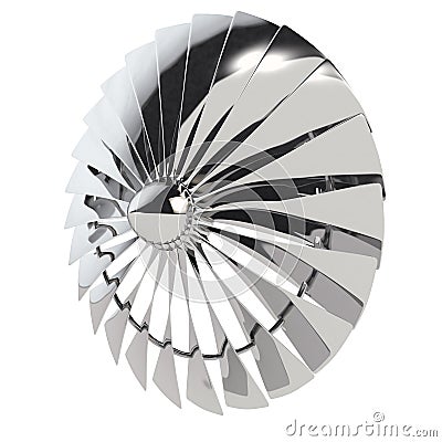 Jet engine, turbine blades of airplane, 3d render Stock Photo