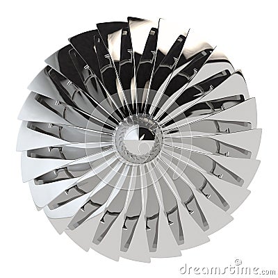 Jet engine, turbine blades of airplane, 3d render Stock Photo