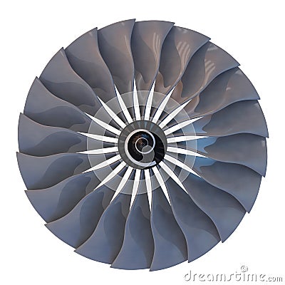 Jet engine, turbine blades of airplane, 3d render Stock Photo