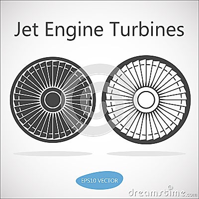 Jet Engine Turbine Front View Vector Illustration