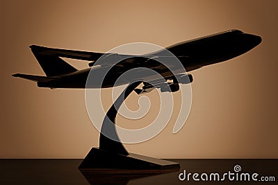 Jet Passenger`s Commercial Airplane Model in Backlight. 3d Rende Stock Photo