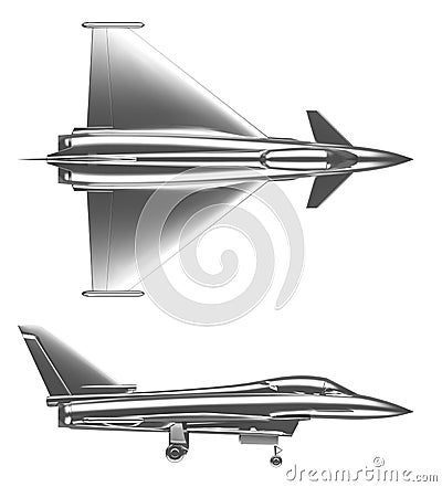 Jet plane chrome isolated on white 3d rendering Stock Photo