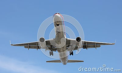 A Jet plane coming in for landing Stock Photo