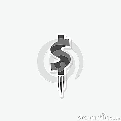 Jet rocket dollar with flame rising icon sticker Vector Illustration