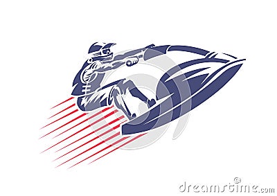 Jet ski. Emblem Vector Illustration