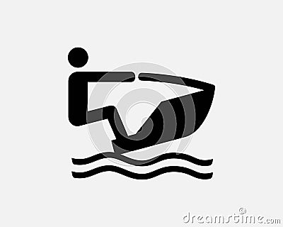 Jet Ski Icon Jetski Personal Boat Vessel Ride Riding Sports Vector Black White Vector Illustration