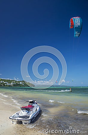 Jet ski and kite surf in bolabog beach boracay philippines Editorial Stock Photo