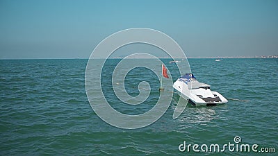 A Jet-ski waverunner parked on sea Stock Photo