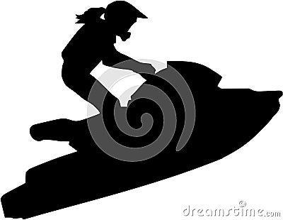 Jet ski woman Vector Illustration
