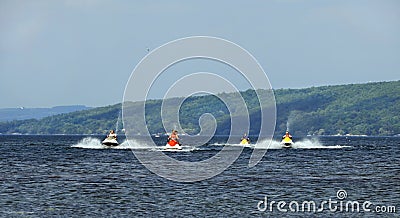 Jet skiing on Keuka Lake in the FingerLakes Editorial Stock Photo