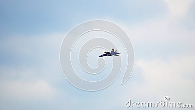 Jet of US Navy Blue Angels flying in the sky on a sunny day Editorial Stock Photo