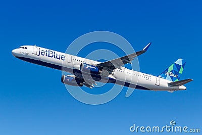 JetBlue Airbus A321 airplane New York JFK Airport in the United States Editorial Stock Photo