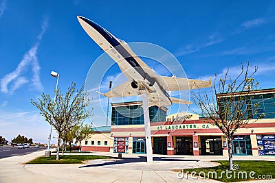 JetHawks, Lancaster, California, USA - April 5, 2017 :JetHawks, Lancaster, California, USA. The NASA F18 aircraft on the Editorial Stock Photo