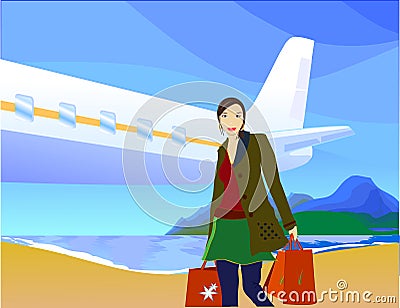 Jetsetting female shopper Stock Photo