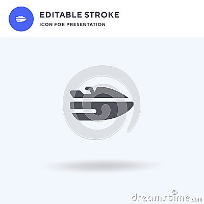 Jetski icon vector, filled flat sign, solid pictogram isolated on white, logo illustration. Jetski icon for presentation Vector Illustration