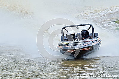 Jetsprint jet boat racing speedboat racing high speed to finish Editorial Stock Photo