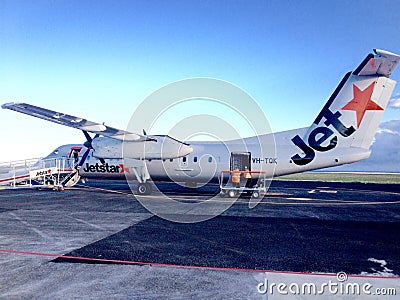 Jetstar Airbus A320 small domestic aircraft aeroplane landed New Plymouth,New Zealand Editorial Stock Photo