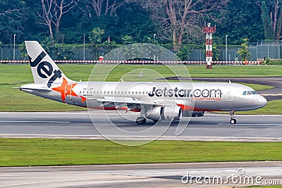 Jetstar Asia Airways Airbus A320 airplane Singapore Changi airport Editorial Stock Photo