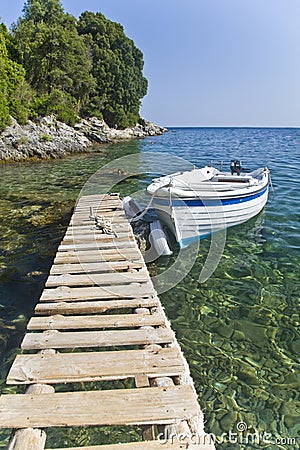 Jetty at Agni, Corfu Stock Photo