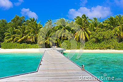 Jetty, beach and jungle Stock Photo