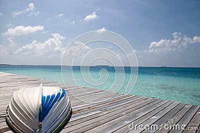 Jetty Boat - Maldives Stock Photo