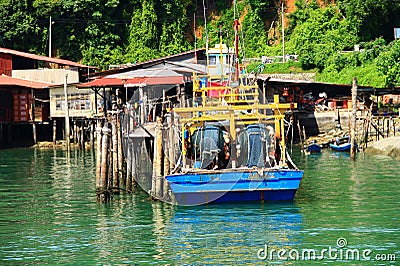 Jetty fishing village at Pulau Pangkor, Malaysia. Editorial Stock Photo