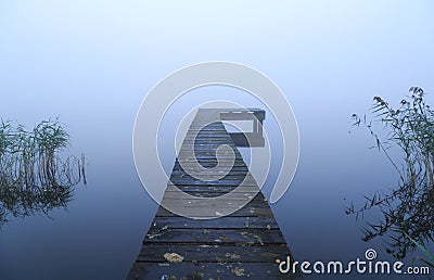 Jetty and fog Stock Photo