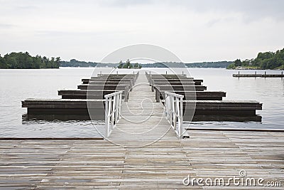 Jetty in lake absence Stock Photo