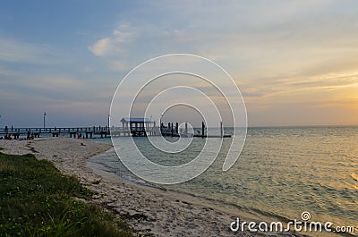 Jetty at Sunset in Bribie Stock Photo