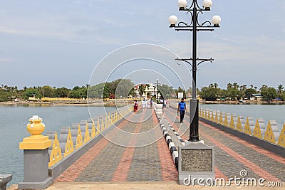 Jetty to Nagadeepa Purana Vihara on the island Nainativu in Jaffna - Sri Lank Editorial Stock Photo