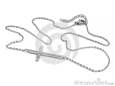Jewel necklace cross - Stainless Steel Stock Photo