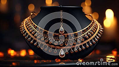Jewel necklace, jouvillerie, neck ornament, costume jewelry , luxury luggage object, luxe gift . Stock Photo
