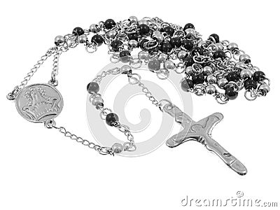 Jewel Necklace Rosary. Stainless steel Stock Photo