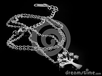 Jewel. Necklace symbol Tree of Life. Stainless steel. Stock Photo