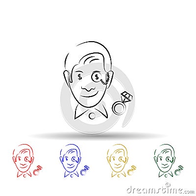 Jeweler avatar multi color icon. Simple thin line, outline vector of mobile concept icons for ui and ux, website or mobile Stock Photo