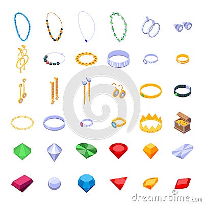 Jeweler icons set, isometric style Vector Illustration