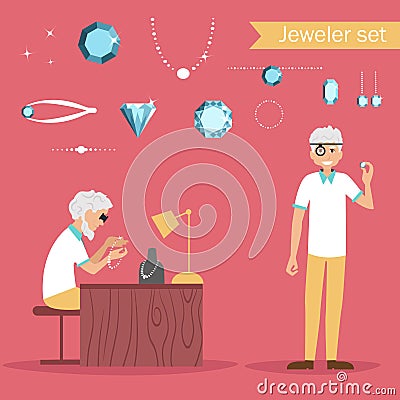 Jeweler. Profession. Vector illustration. Vector Illustration