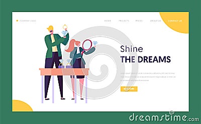 Jeweler Seller Hold Diamond Gem Landing Page. Make and Female Character at Gemstone Shop. Jewelry Industry Concept Website Vector Illustration