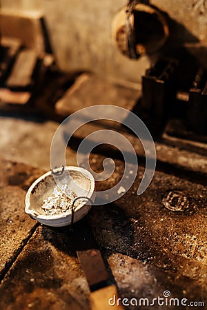 Jeweler tools in a furnace Stock Photo