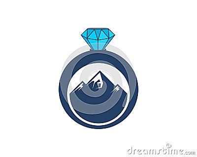 Jewelery ring diamond with mountain inside Stock Photo