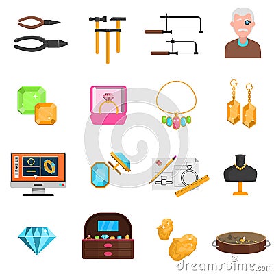 Jeweller Icons Set Vector Illustration