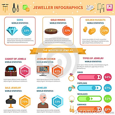 Jeweller infographics set Vector Illustration