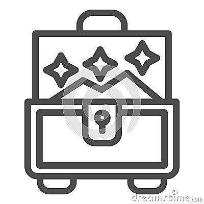 Jewellery chest line icon. Box for accessory vector illustration isolated on white. Treasure chest outline style design Vector Illustration